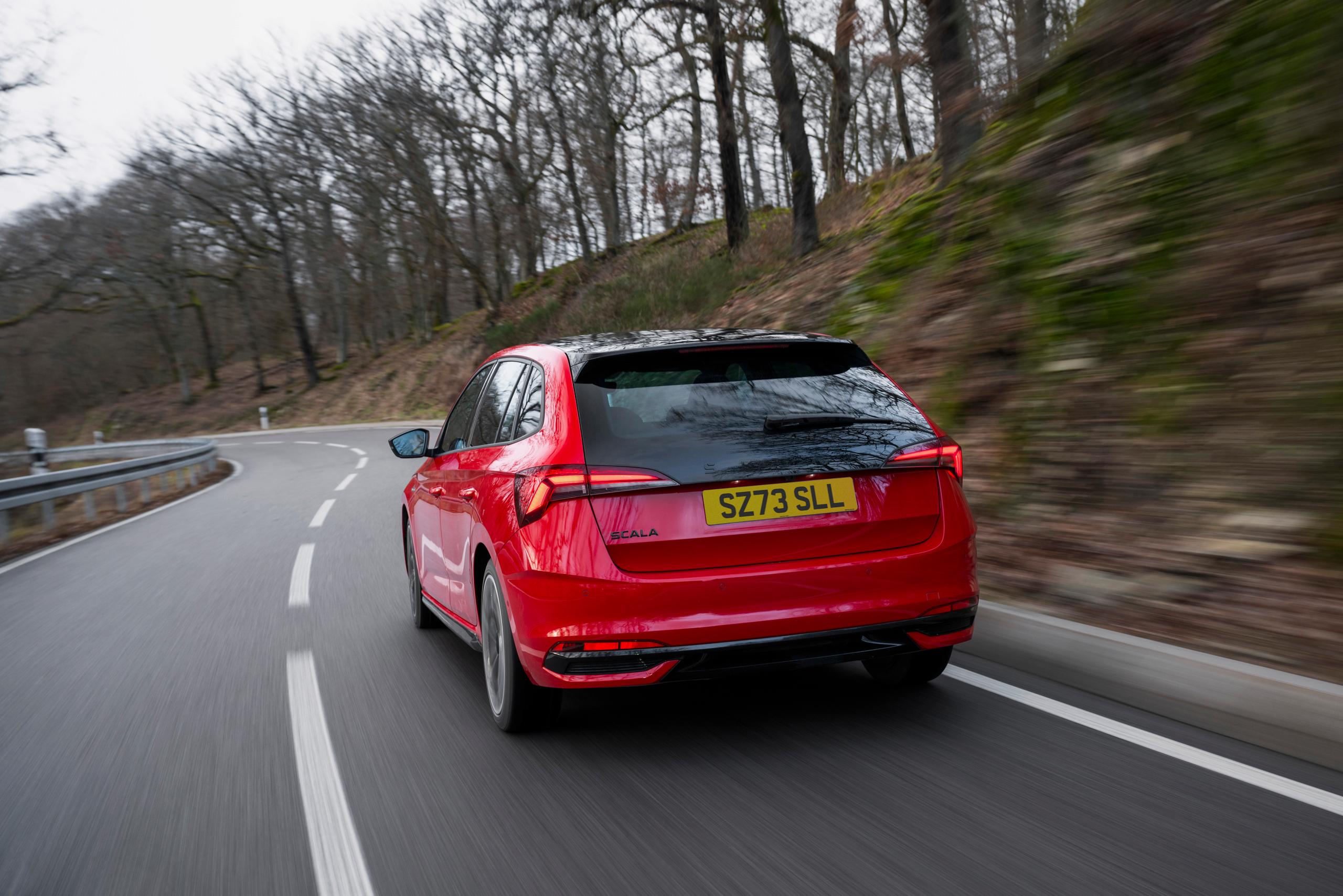 Red SKODA Scala Rear Side View