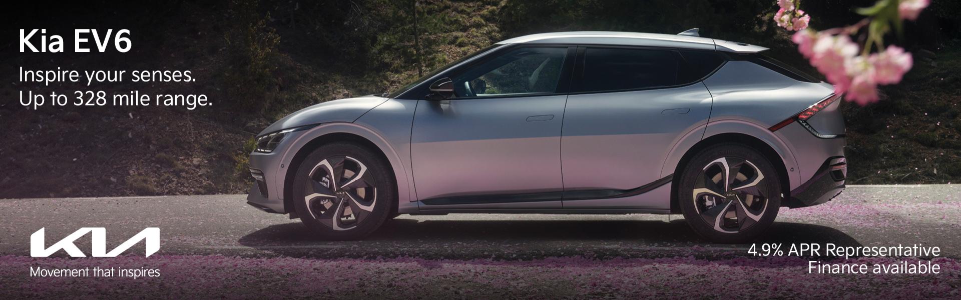 The  All New Kia EV6 Electric Experience. Up to 328 mile range, 4.9% APR Representative, Finance available.