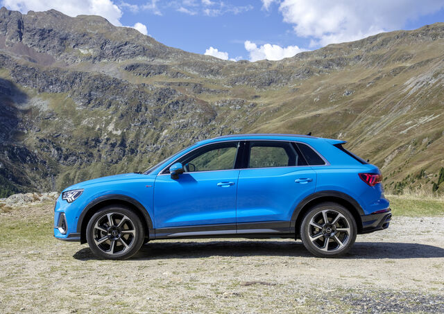 Blue Audi Q3 Side View
