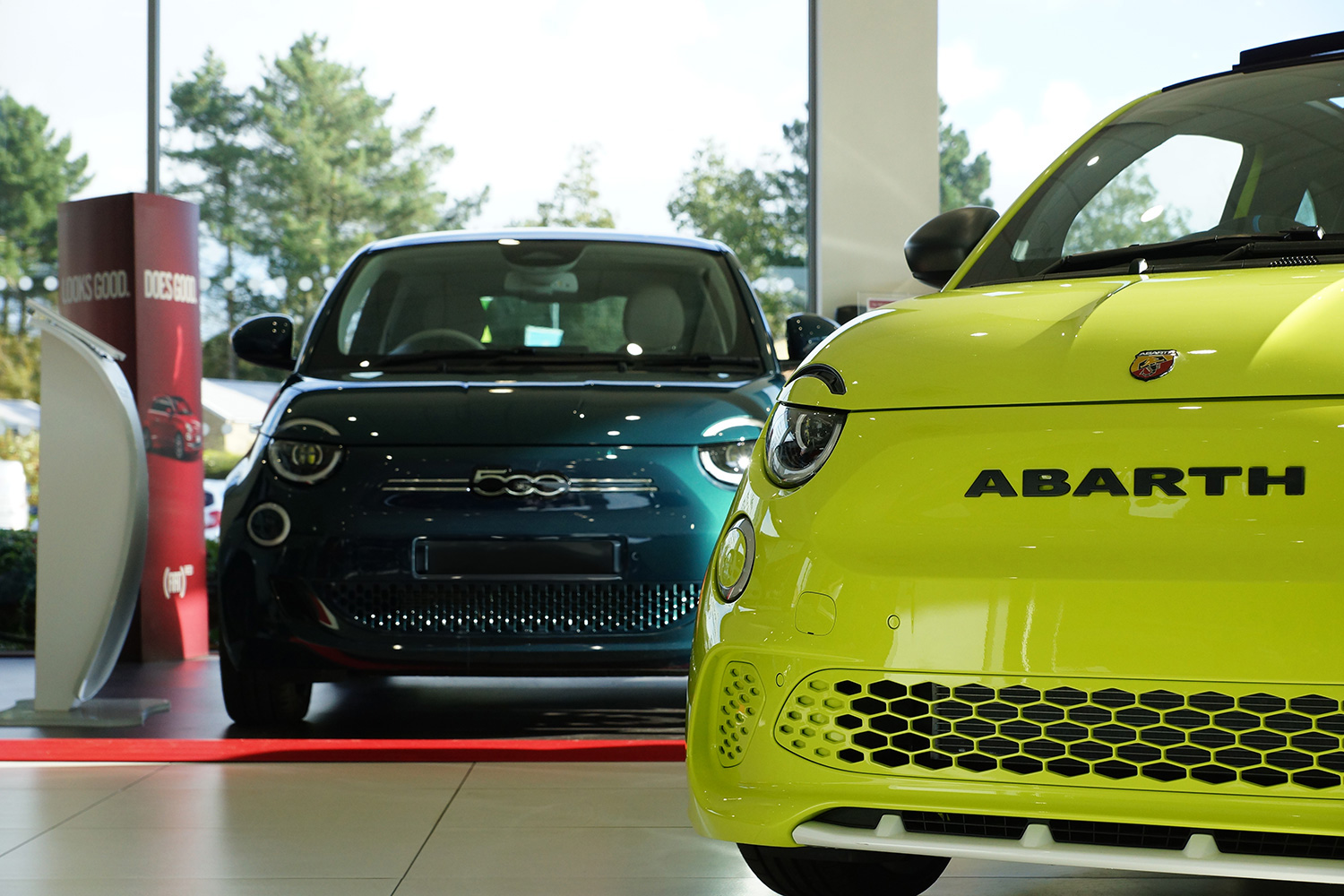 Close up of Abarth and Fiat 500