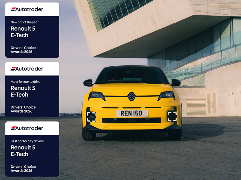 Renault 5 E-Tech electric crowned ‘New Car Of The Year’ in triple award triumph at the Autotrader Drivers’ Choice Awards