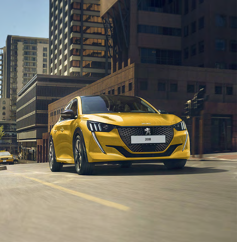 yellow Peugeot 208