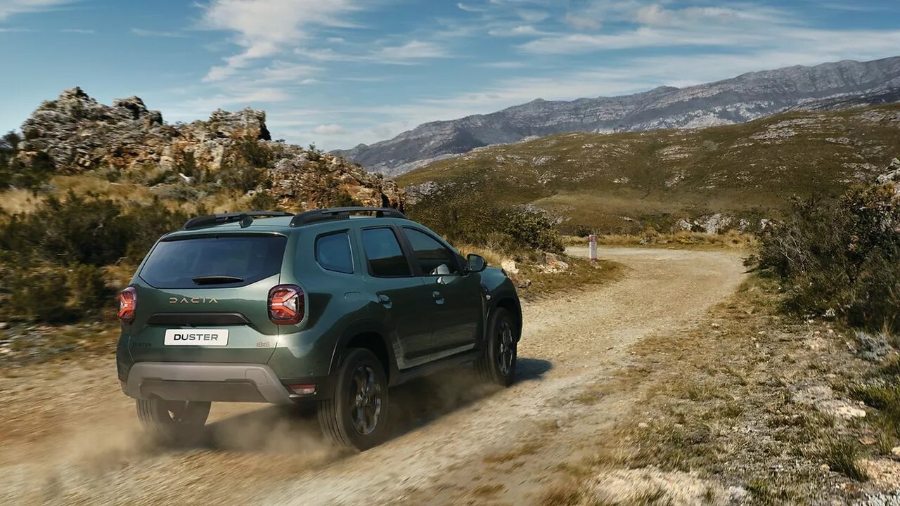 Green Dacia Duster Rear Side View