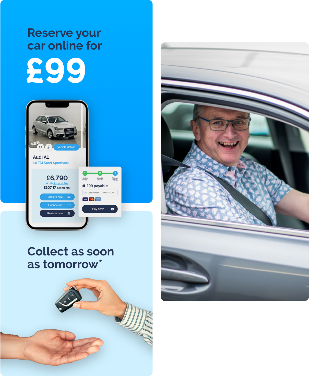 Reserve your car online for £99 — Collect as soon as tomorrow