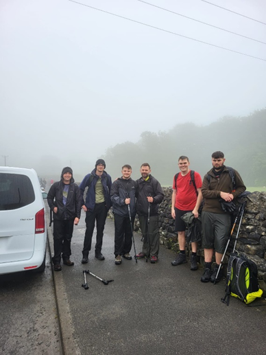 people after height in the fog