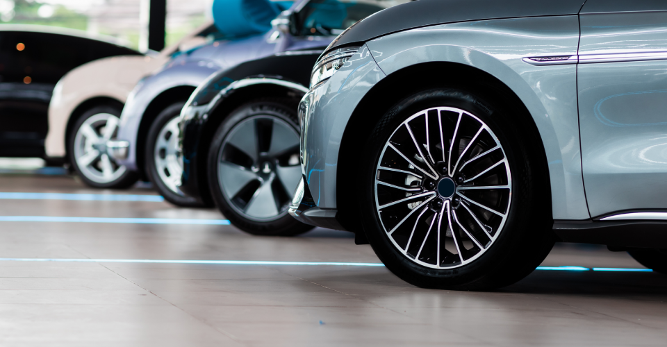 Used cars in showroom