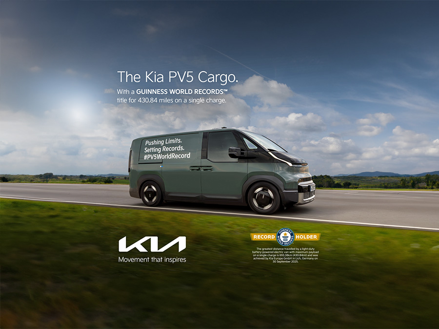 The Kia PV5 Cargo sets a Guinness World Record: 693.38 kilometres on a single charge