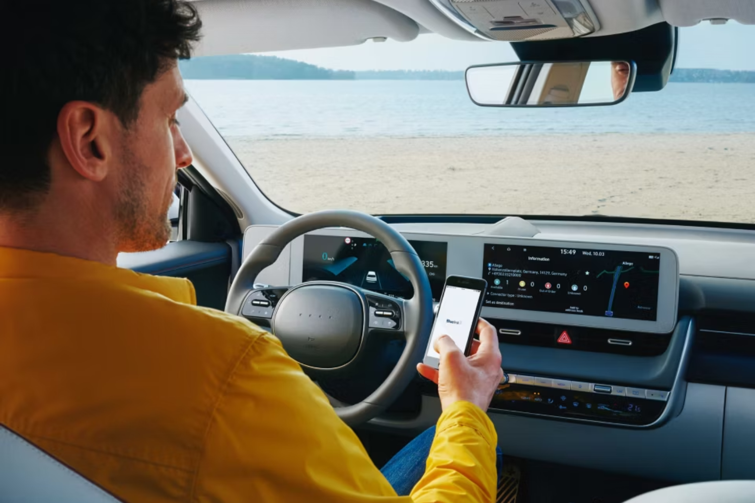 Man on phone in car