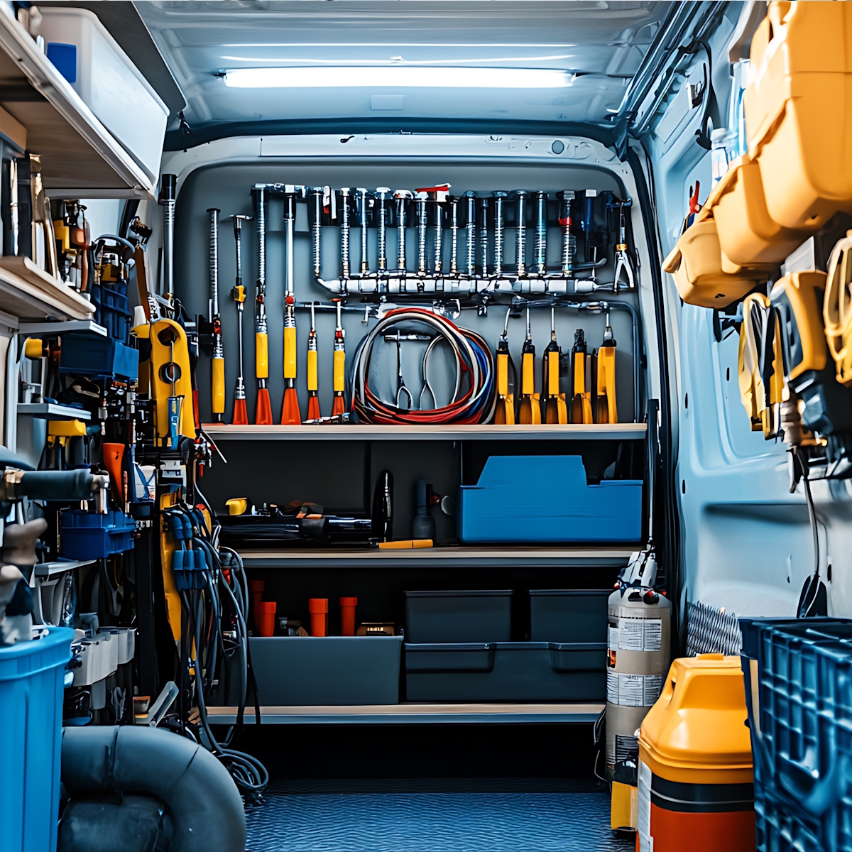 van with tools and equipment