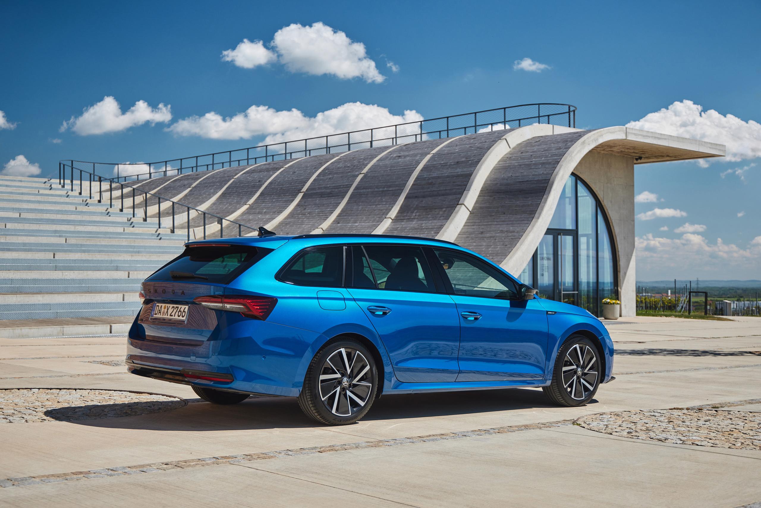 Blue SKODA Octavia Estate Rear Side View