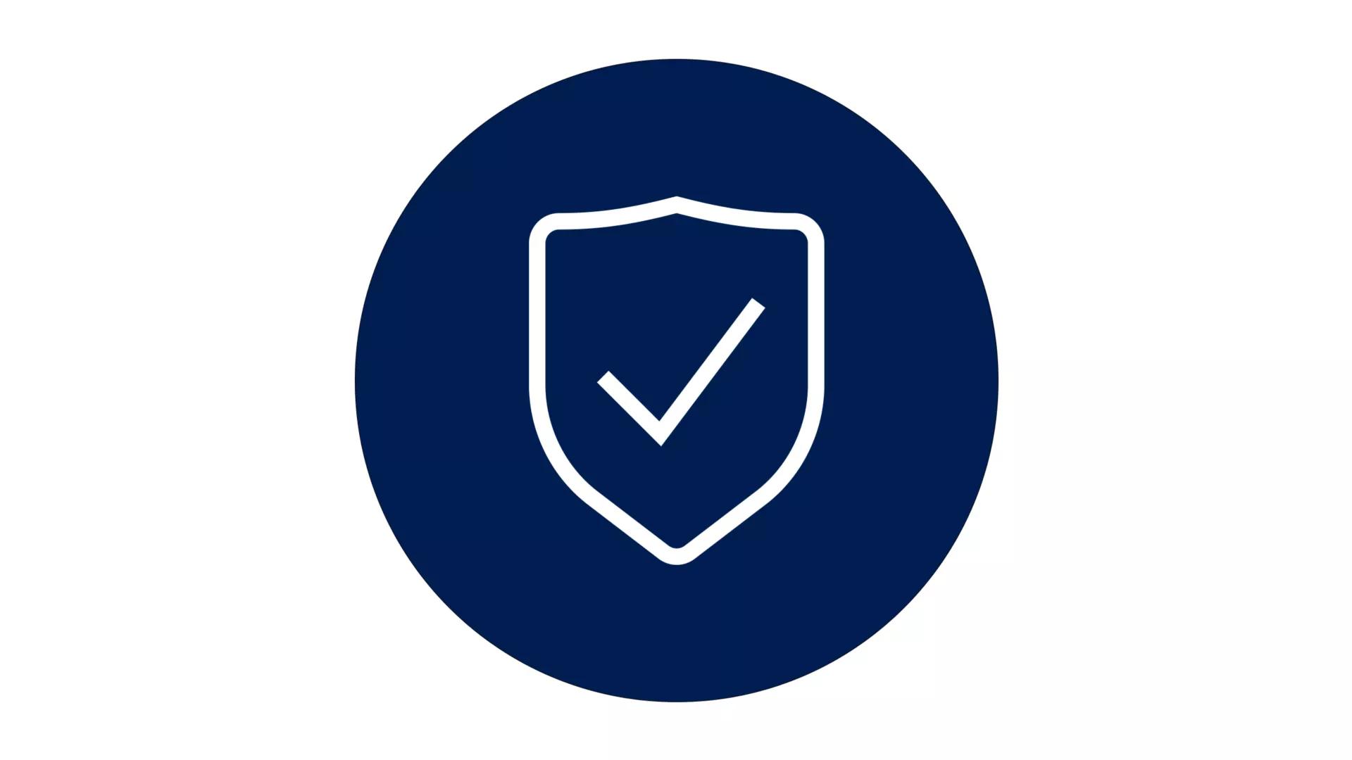Shield with a tick in the middle icon