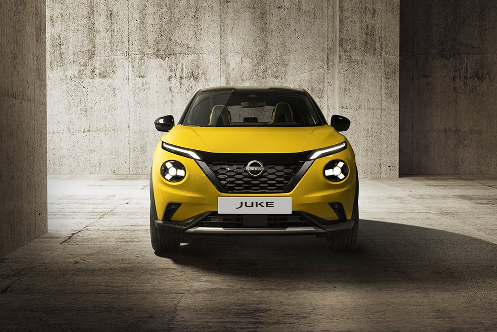 Front facing Yellow Nissan Juke
