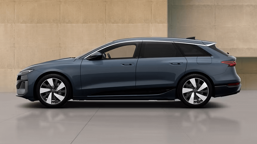 Grey Audi A6 Avant E-Tron Side View