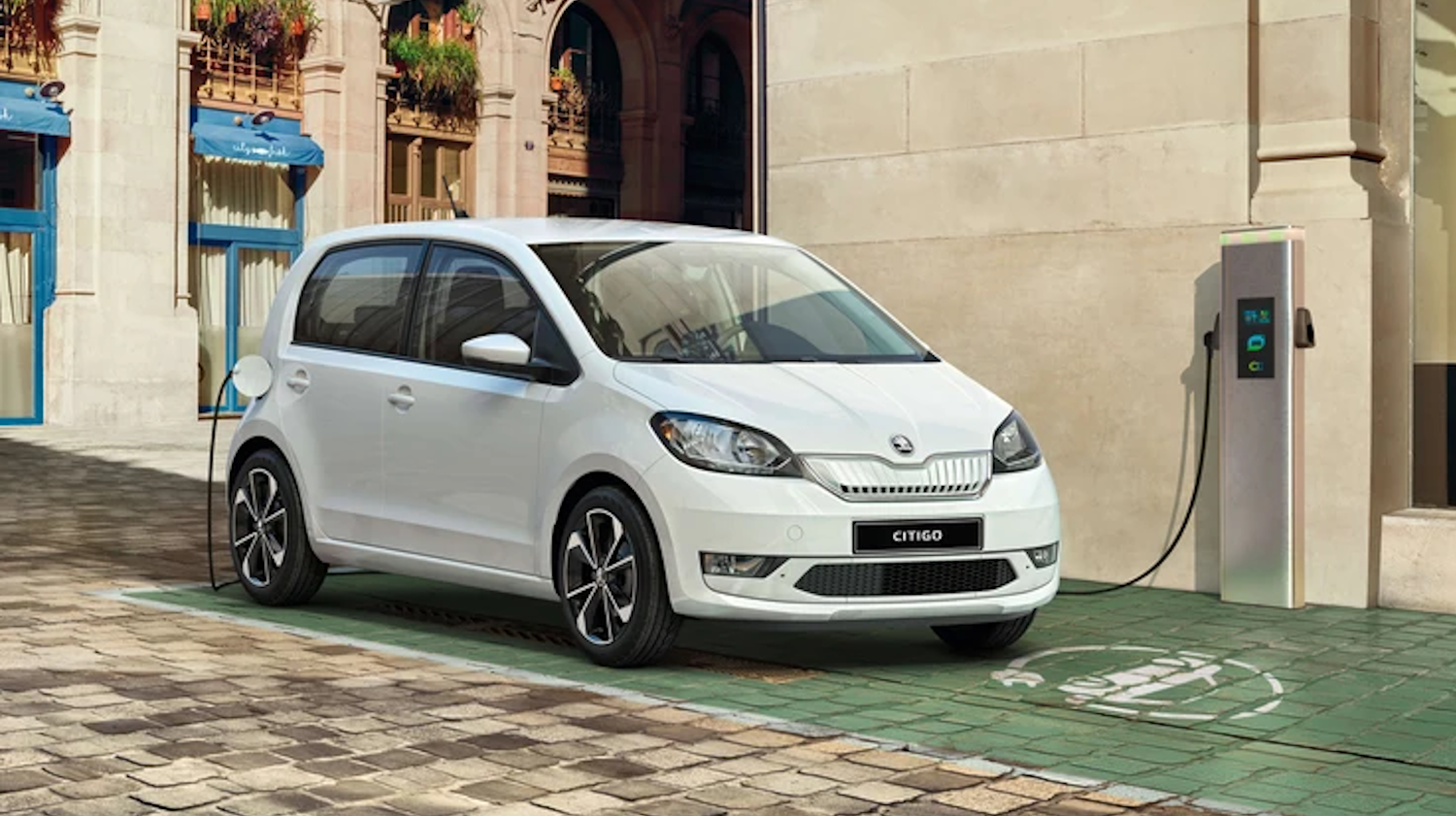 White SKODA Citigo Charging