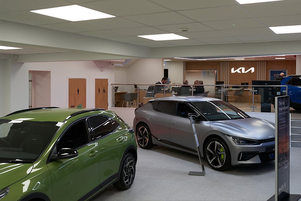 new kia cars in showroom