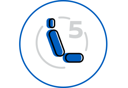 Car seat with a number 5 illustration