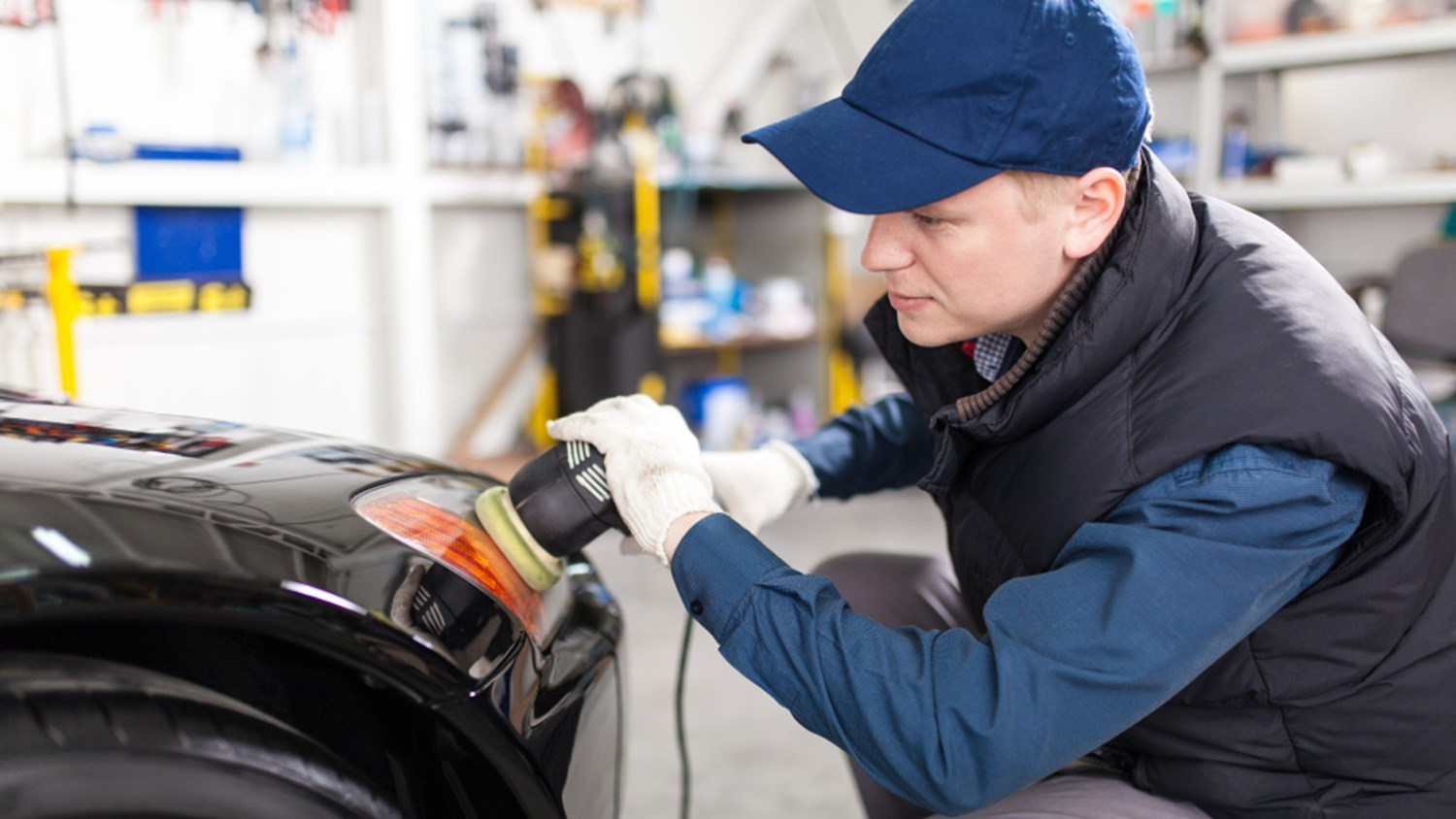 Person Polishing Vehicle