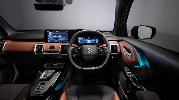 An elevated interior of Suzuki e Vitara