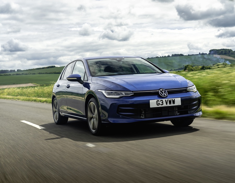 Blue Volkswagen Golf Front Side View