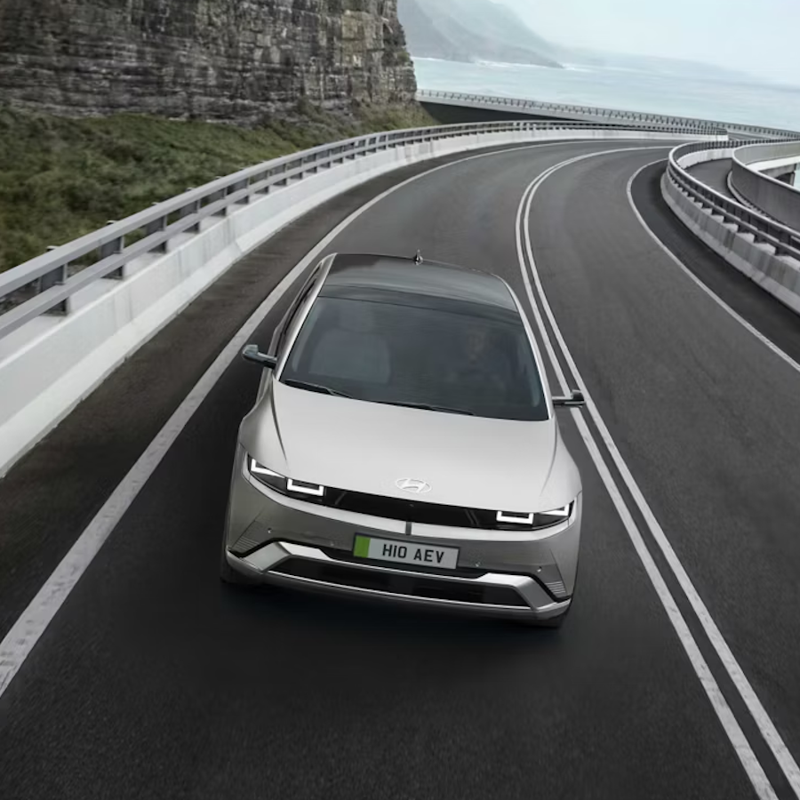 Ioniq 5 driving on a bridge