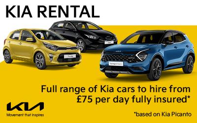 Kia Rental - Full range of Kia cars to hire from £75 per day fully insured (based on Kia Picanto)