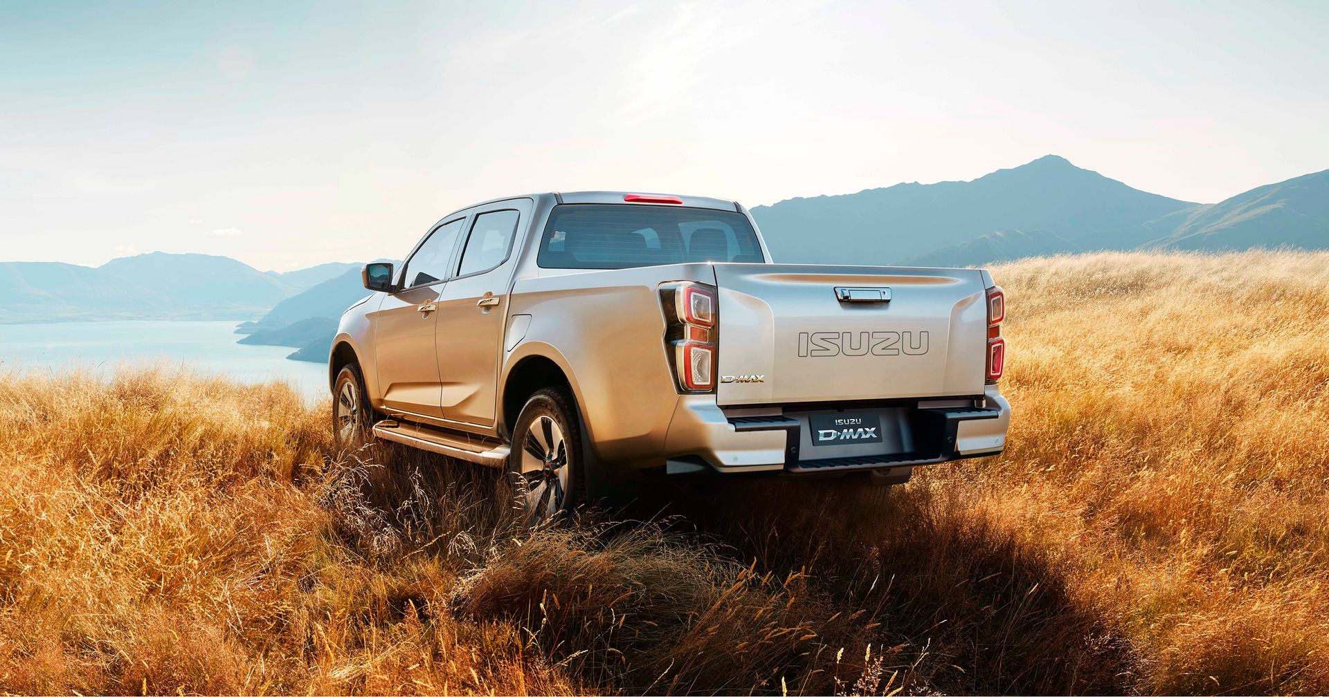 silver Isuzu D-Max DL40 by the mountains