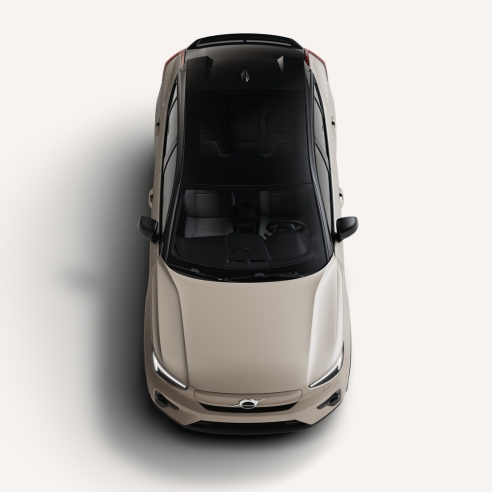 Top Down View Of The Volvo EC40 Showcasing Its Roof In A White Studio Environment
