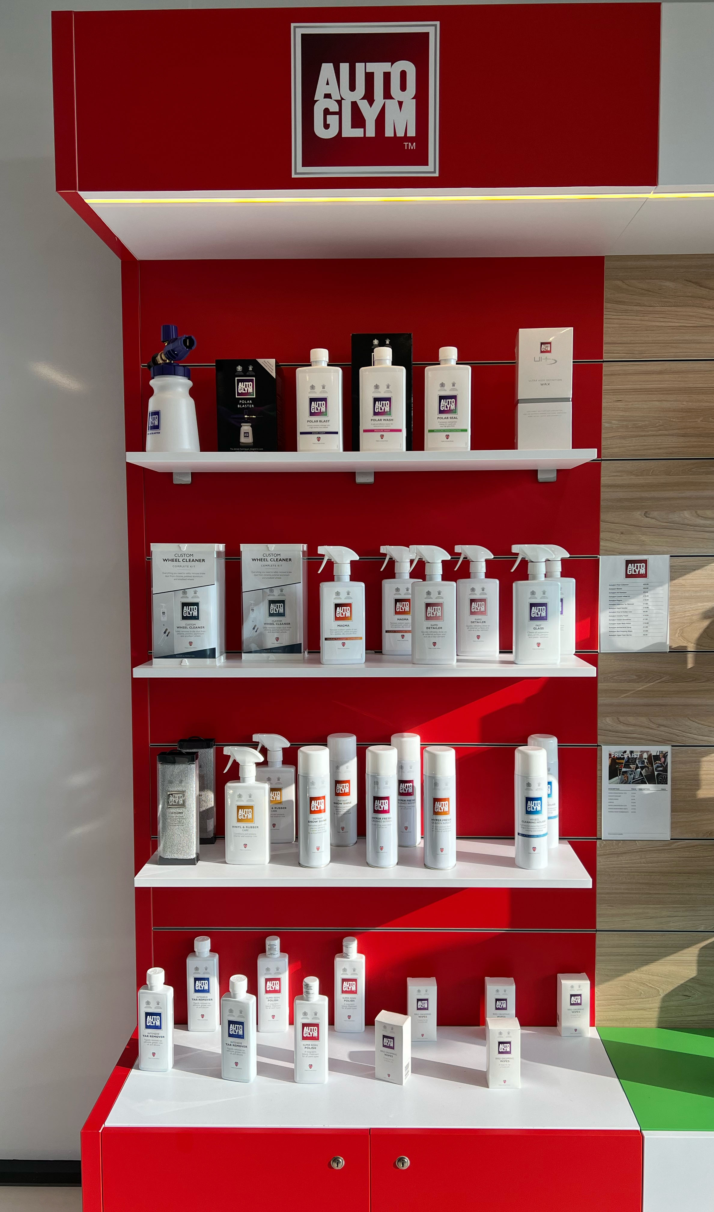 A range of auto glym car cleaning products