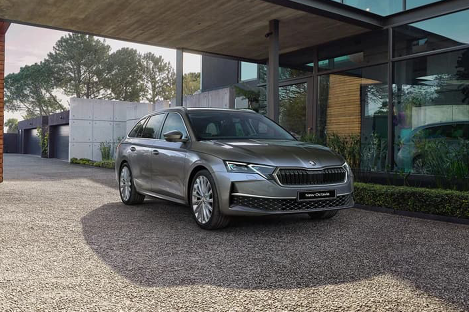 Grey Octavia on drive