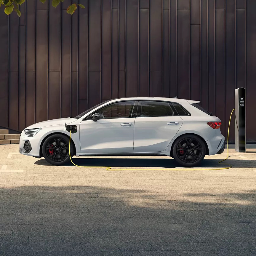White A3 Sportback TFSI e Charging