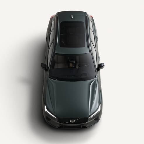 Top Down View Of The Volvo XC60 Showcasing Its Roof In A White Studio Environment