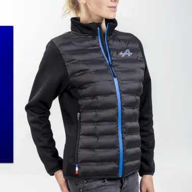 womens black zip down jacket with blue zip