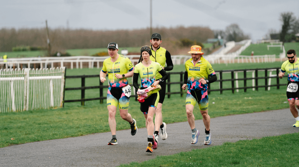 Lisburn Triathlon Club members at Down Royal for the SERE Lisburn Duathlon