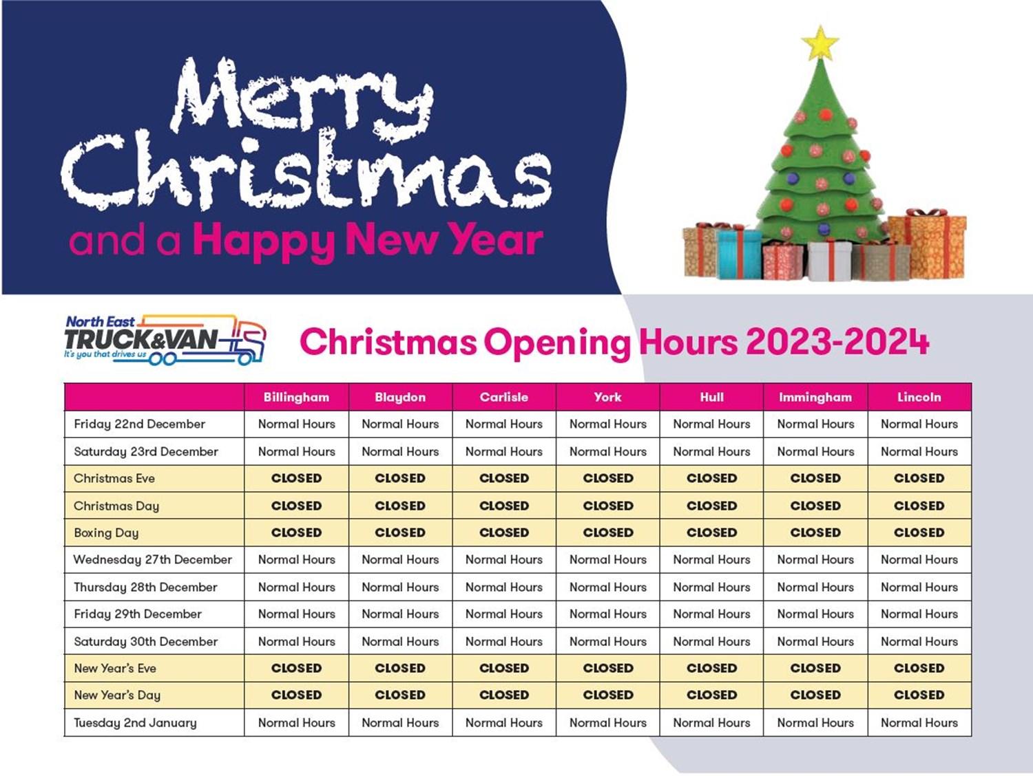 NETV Christmas Opening Hours