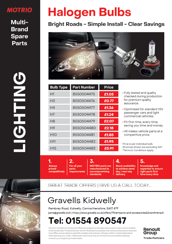 Motrio Replacement Car Bulbs | Car Parts Carmarthenshire