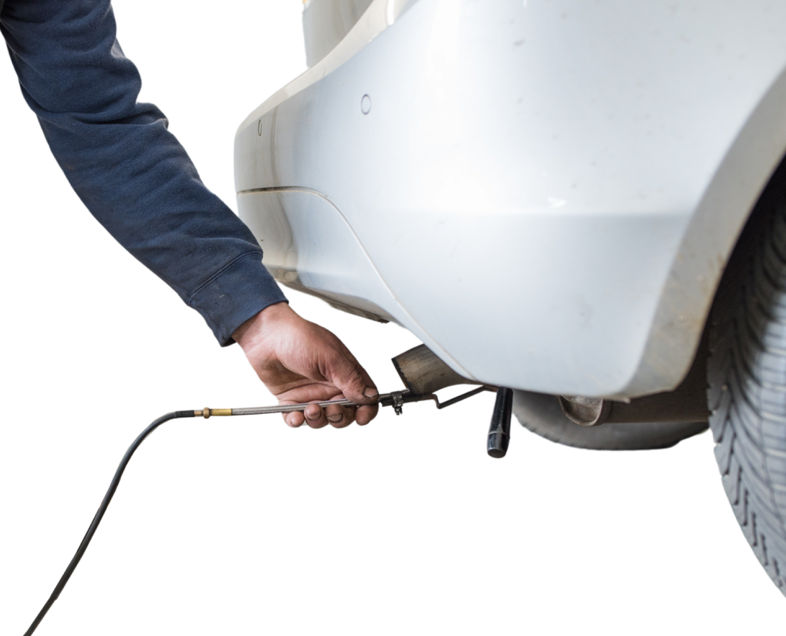 Exhaust being worked on