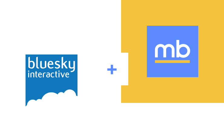 Bluesky Interactive and MB Advertising logos displayed together, representing a digital marketing partnership for automotive dealership solutions