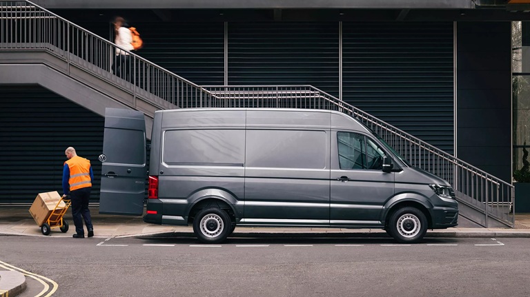 Grey Volkswagen Transporter Side View