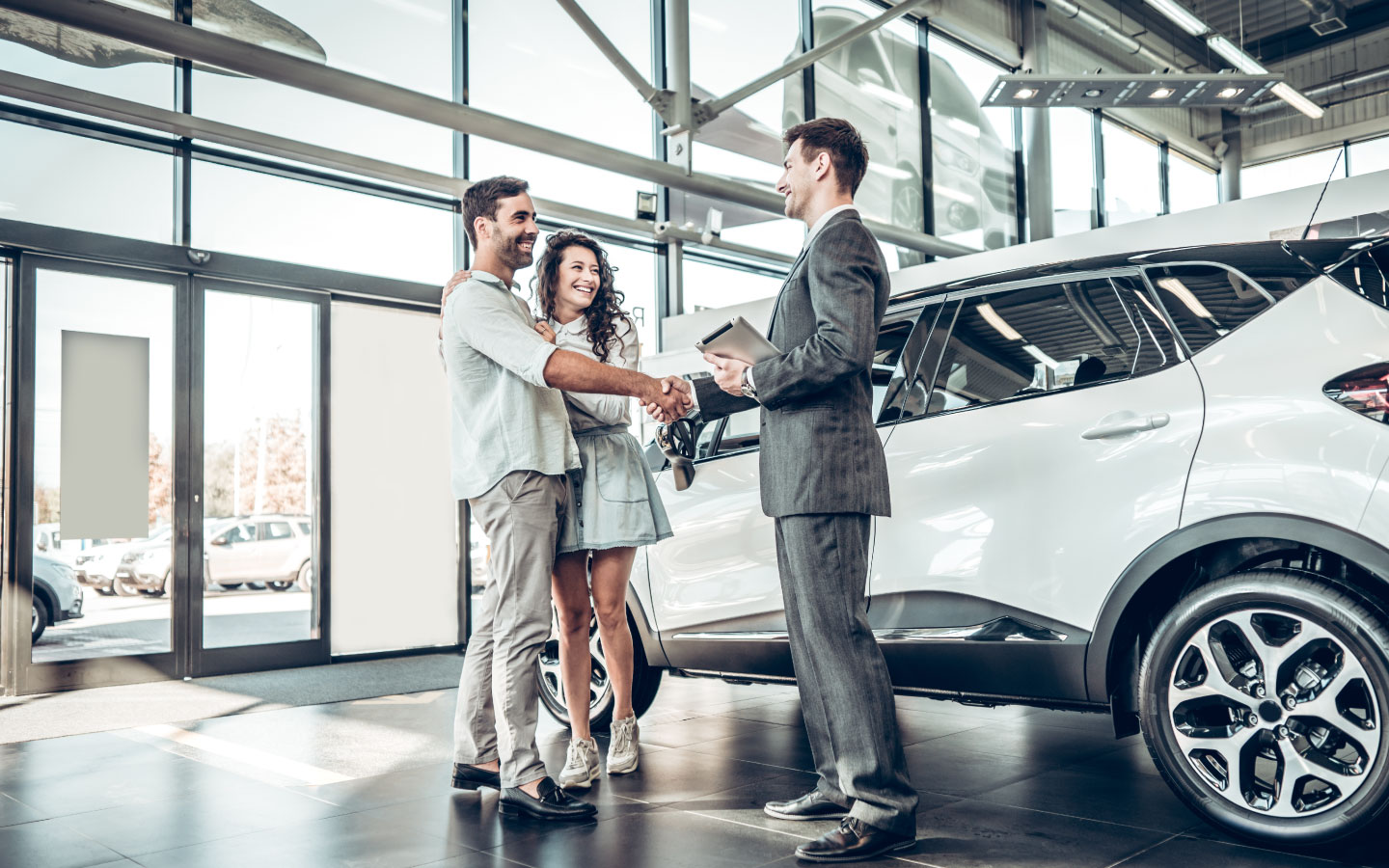 Couple buying a car