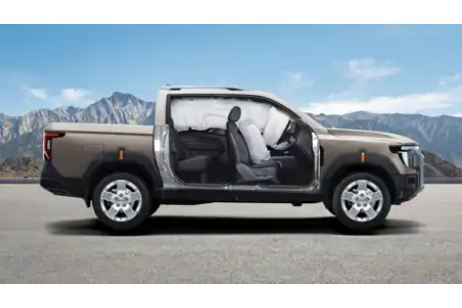 KGM Musso Rhino side profile showing interior airbag safety