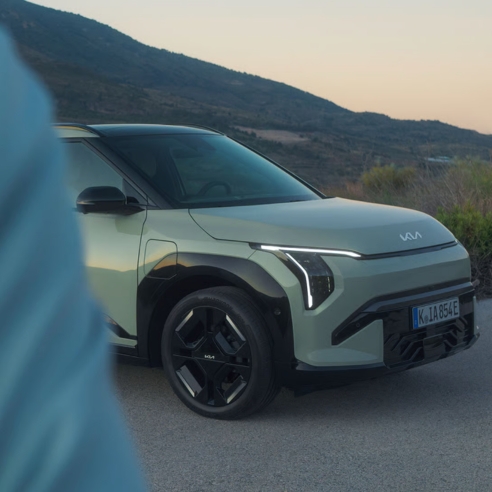 Kia EV3 in Pistachio Green front exterior