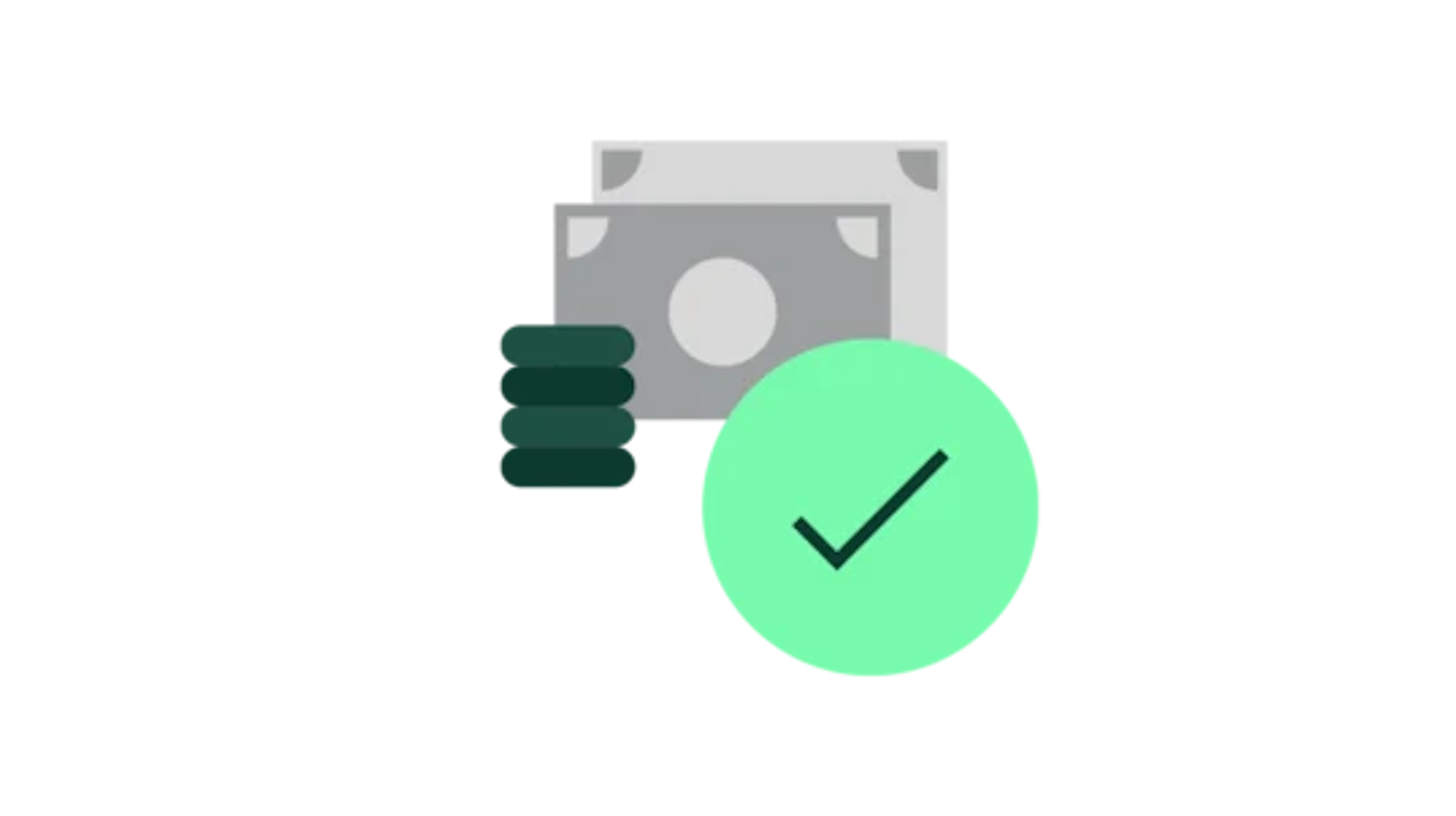 Cash with a tick icon next to it
