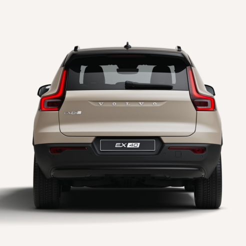 Rear View Of The Volvo EX40 In A White Studio Environment
