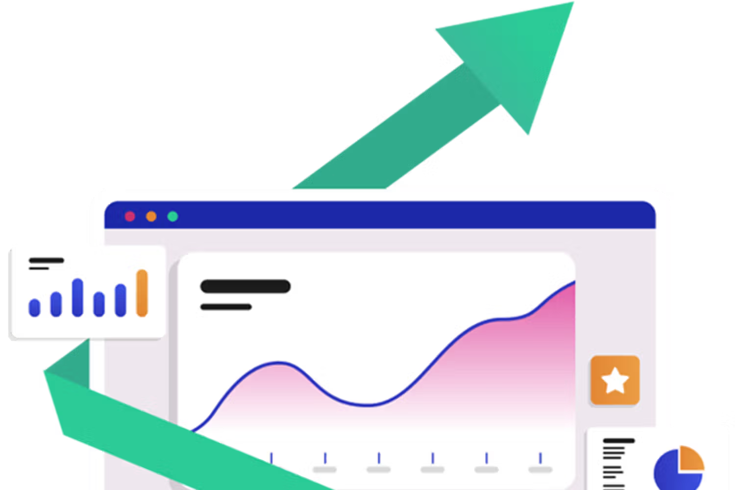 Monitor with arrow going up