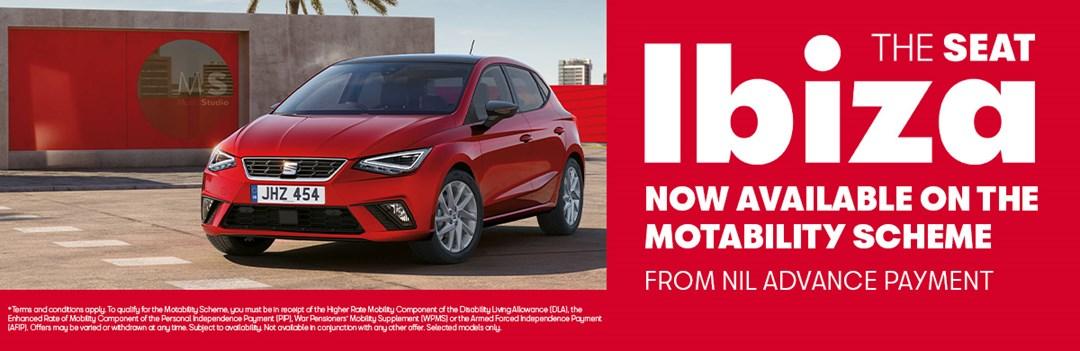 SEAT Ibiza available from nil advance payment on the Motability Scheme