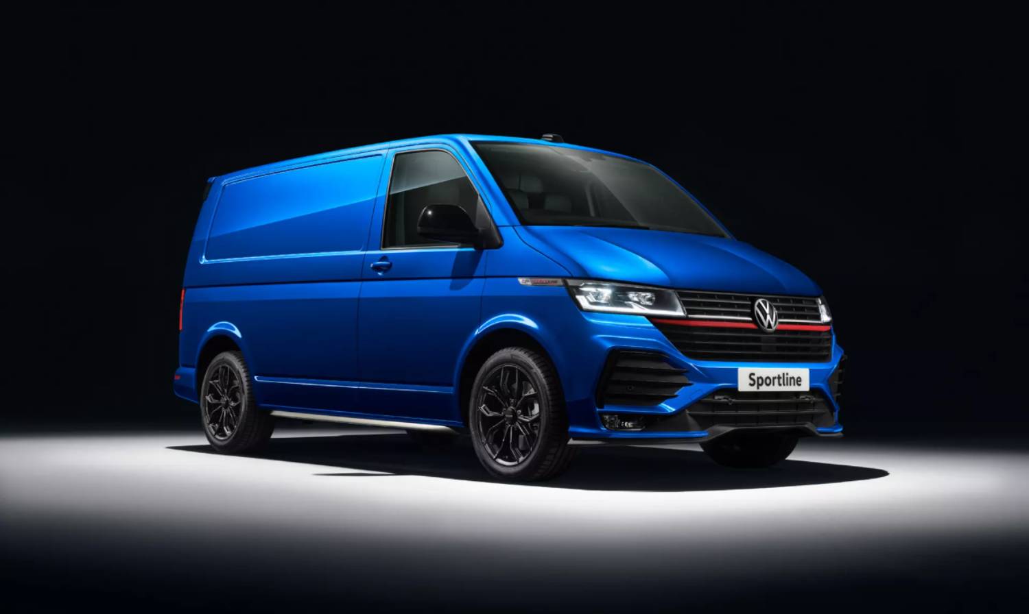 Blue New Volkswagen Transporter Sportline Front Side View