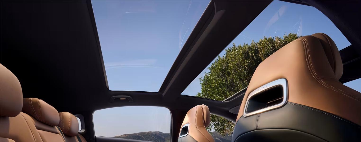 Mazda6e interior view highlighting the sunroof feature.
