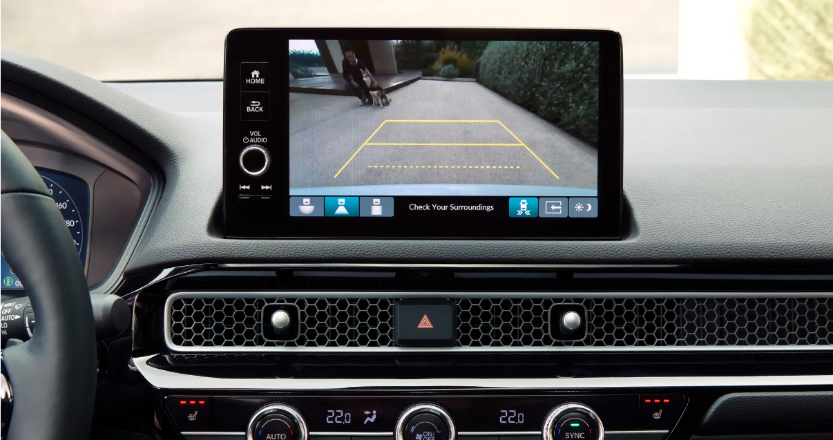 The touch screen console within the 2026 Honda Civic Hybrid