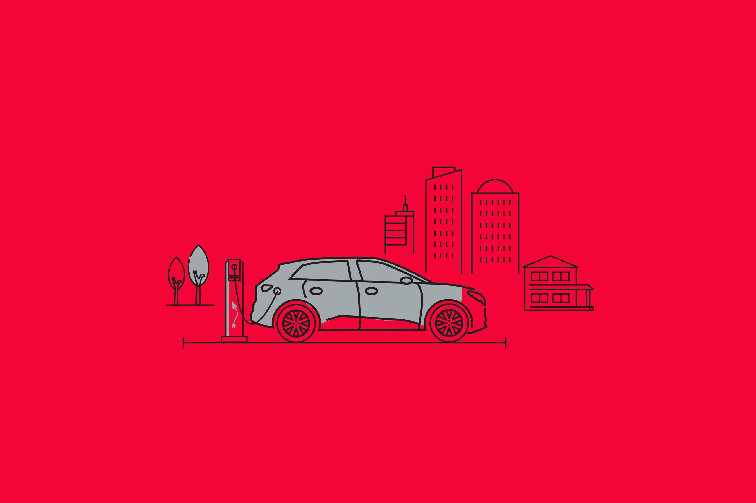 Electric Car Charging Cartoon