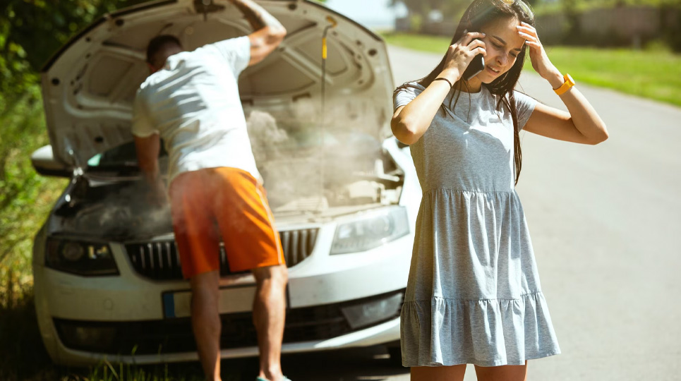 car break down - overheating engine - calling roadside assistance